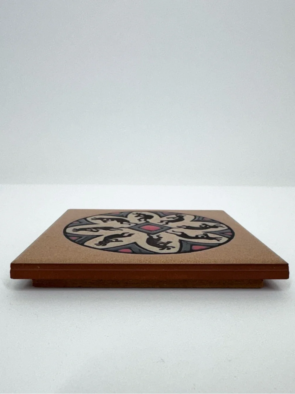 Teissedre Native Dancing Horn Circle Ceramic Coaster, Trivet, Wall Hang Optional